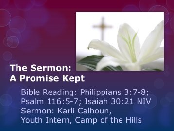 The Sermon: A Promise Kept