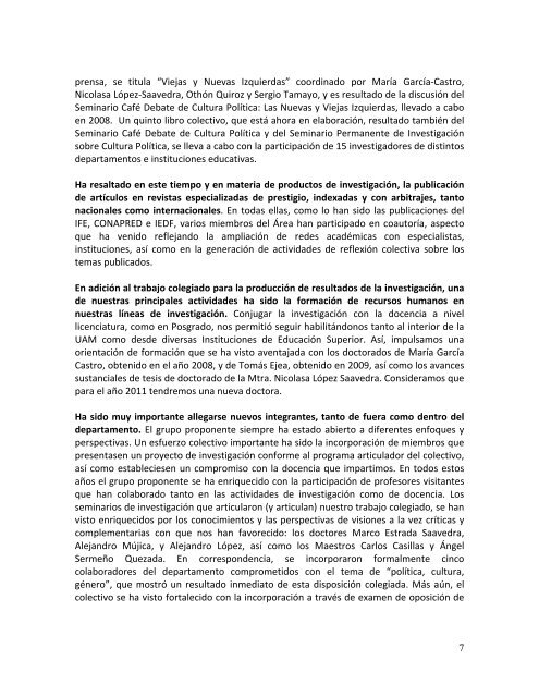 Área de Investigación de Teoría y Análisis de la Política - UAM ...