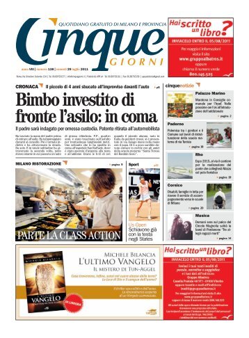 Bimbo investito di fronte l'asilo: in coma - Cinque Giorni.