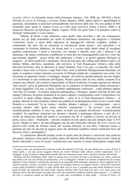 241 Francesco Bausi LA FILOLOGIA OGGI ... - Claudio Giunta