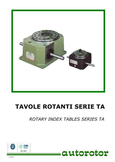 TAVOLE ROTANTI SERIE TA - Autorotor Srl