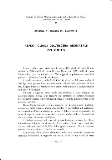 ASPETTI CLINICI DELL'ULCERA ABOMASALE DEL VITELLO