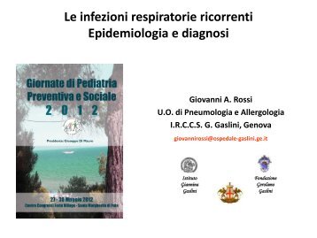 Le infezioni respiratorie ricorrenti Epidemiologia e diagnosi ... - Sipps