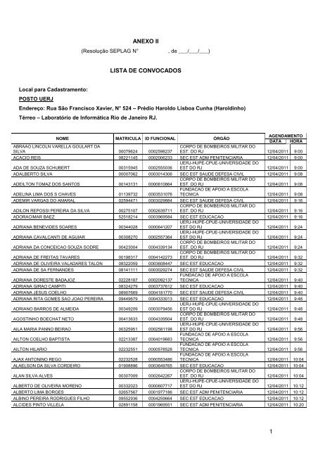 Plano Básico do Projeto - Governo do Estado do Rio de Janeiro