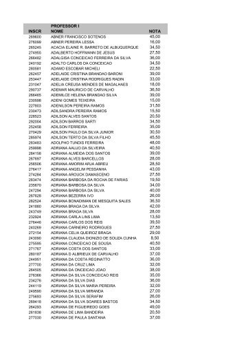 professor i inscr nome nota 45,00 16,00 34,50 27 ... - Degrau Cultural