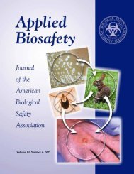 Volume 10, Number 4, 2005 - American Biological Safety Association