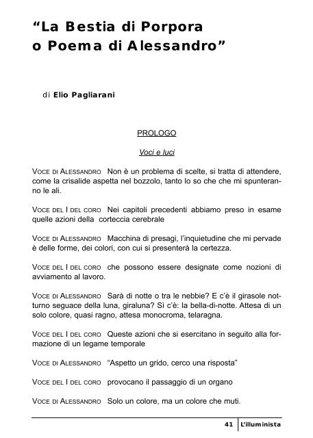 La Bestia di Porpora o Poema di Alessandro - Italianistica e Spettacolo