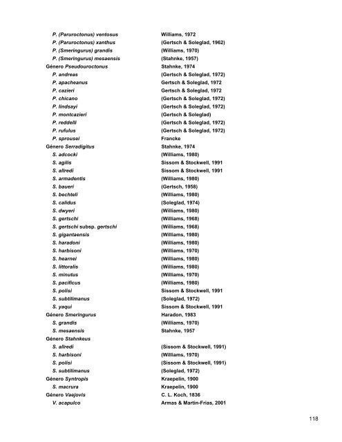 Catalogo de Autoridades Taxonómicas de Arachnida - Conabio