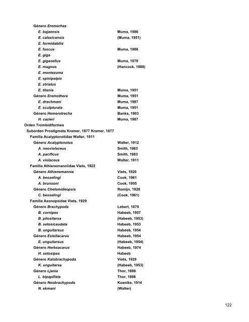 Catalogo de Autoridades Taxonómicas de Arachnida - Conabio