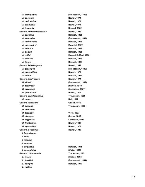 Catalogo de Autoridades Taxonómicas de Arachnida - Conabio