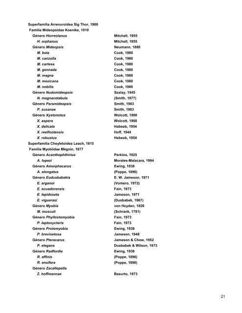 Catalogo de Autoridades Taxonómicas de Arachnida - Conabio