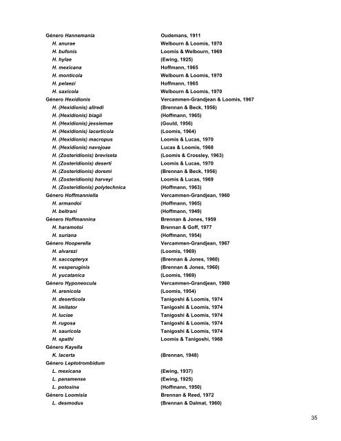 Catalogo de Autoridades Taxonómicas de Arachnida - Conabio