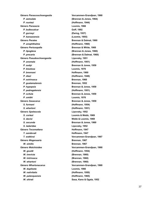 Catalogo de Autoridades Taxonómicas de Arachnida - Conabio