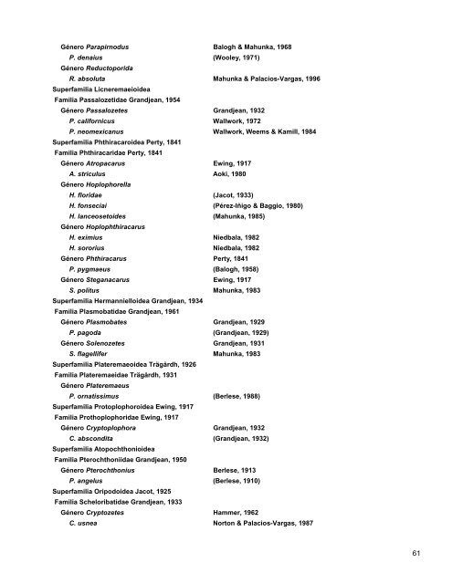 Catalogo de Autoridades Taxonómicas de Arachnida - Conabio