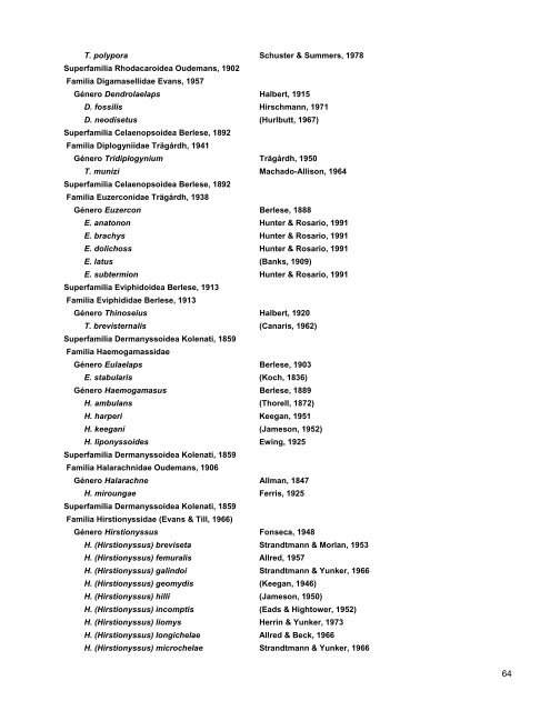 Catalogo de Autoridades Taxonómicas de Arachnida - Conabio