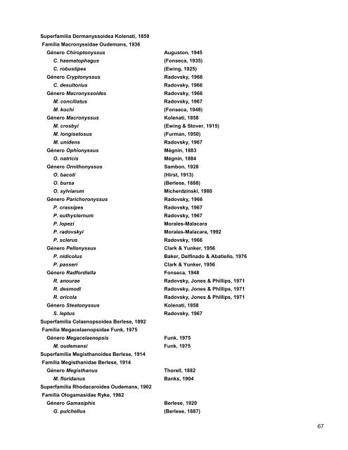 Catalogo de Autoridades Taxonómicas de Arachnida - Conabio