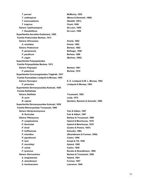 Catalogo de Autoridades Taxonómicas de Arachnida - Conabio