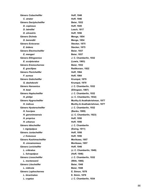 Catalogo de Autoridades Taxonómicas de Arachnida - Conabio