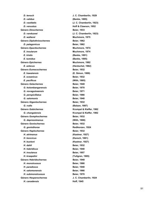 Catalogo de Autoridades Taxonómicas de Arachnida - Conabio