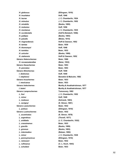 Catalogo de Autoridades Taxonómicas de Arachnida - Conabio