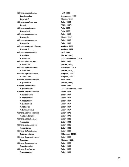 Catalogo de Autoridades Taxonómicas de Arachnida - Conabio