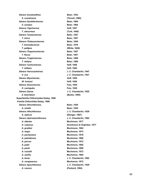 Catalogo de Autoridades Taxonómicas de Arachnida - Conabio