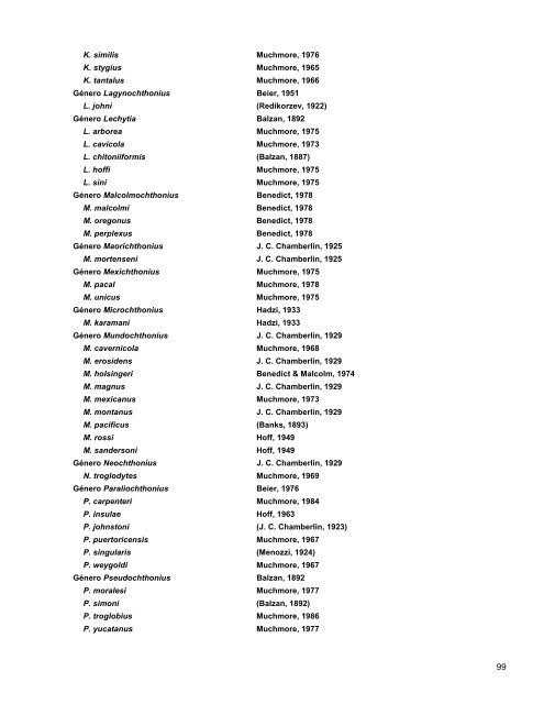 Catalogo de Autoridades Taxonómicas de Arachnida - Conabio