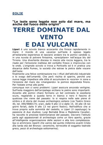 TERRE DOMINATE DAL VENTO E DAI VULCANI - CRIEA