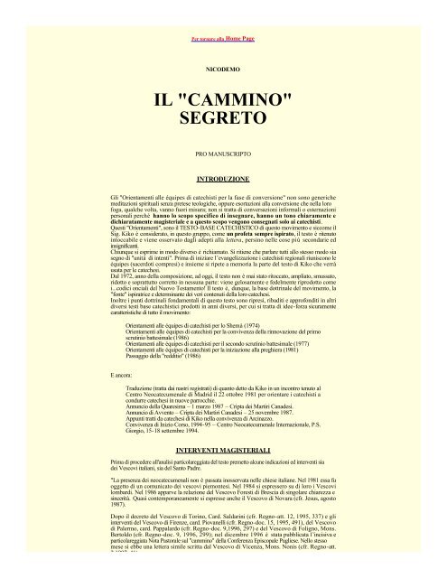 IL "CAMMINO" SEGRETO - Mariamadremia.Net