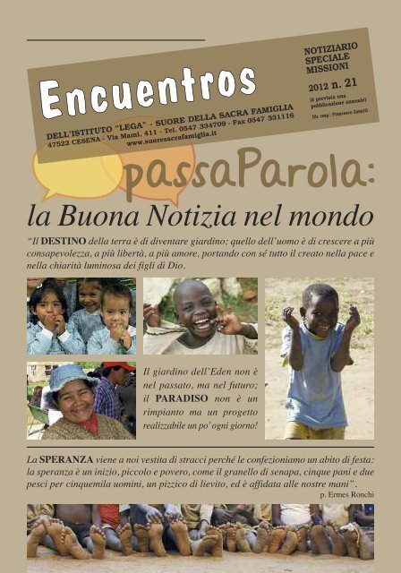 Il giornalino missionario - Suoresacrafamiglia.It