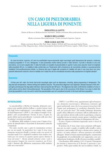 un caso di pseudorabbia nella liguria di ponente - Vet.Journal