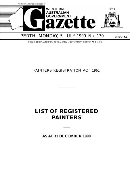 LIST OF REGISTERED PAINTERS - State Law Publisher