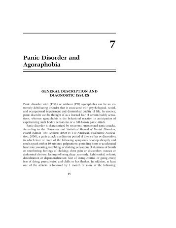 Panic Disorder and Agoraphobia - Springer Publishing