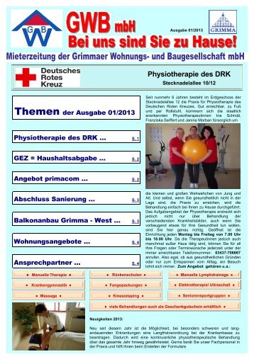 Physiotherapie des DRK - Grimmaer Wohnungs- und ...