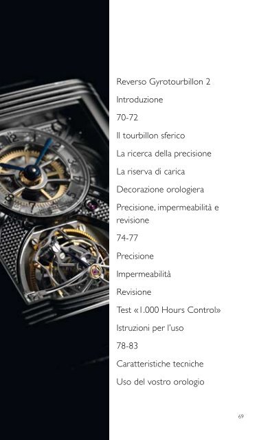 Reverso Gyrotourbillon 2 Introduzione 70-72 Il tourbillon sferico La ...