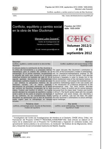 Conflicto, equilibrio y cambio social en la obra - Centro de Estudios ...