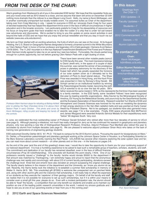 2012 Alumni Newsletter (PDF) - Department of Earth and Space ...