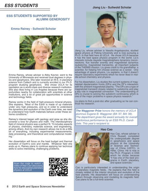 2012 Alumni Newsletter (PDF) - Department of Earth and Space ...