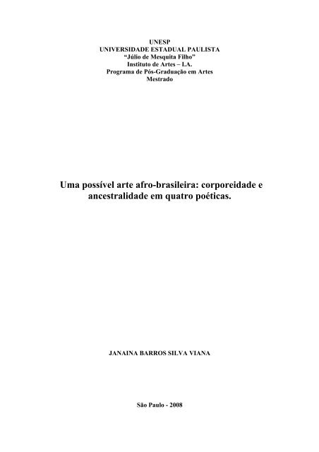 Uma possível arte afro-brasileira: corporeidade e ... - Unesp