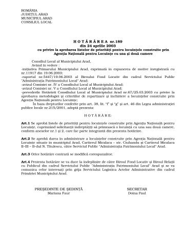 Vizualizare PDF - Primăria Municipiului Arad