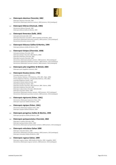 Catalogue Prioninae - The world of Prioninae Delahaye 2012