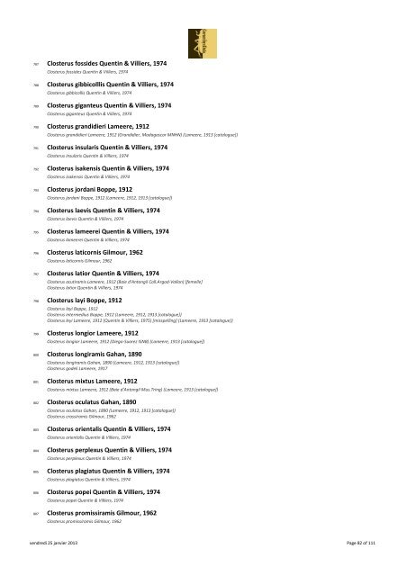 Catalogue Prioninae - The world of Prioninae Delahaye 2012