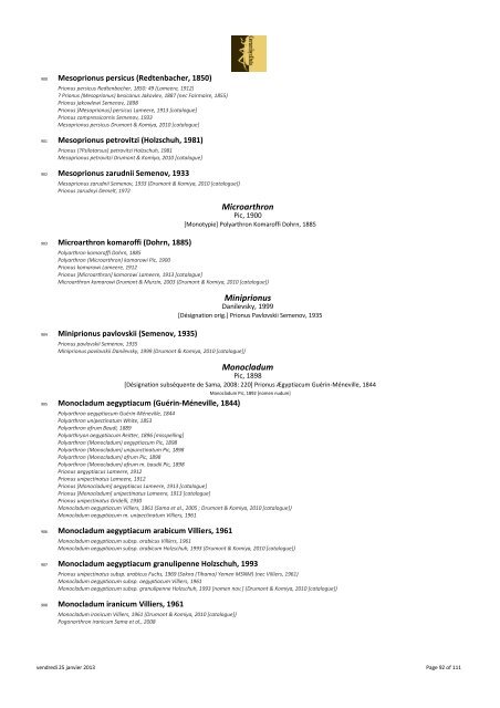 Catalogue Prioninae - The world of Prioninae Delahaye 2012