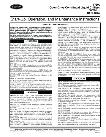 Start-Up, Operation, and Maintenance Instructions - Carrier