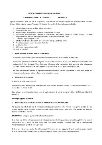 Verbale collegio docenti 25/01/13 - istituto comprensivo montecastrilli