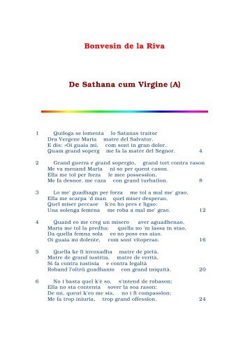 Bonvesin de la Riva De Sathana cum Virgine (A) - Biblioteca dei ...