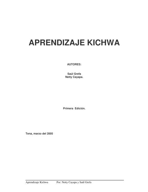 APRENDIZAJE KICHWA - Cielo Azul