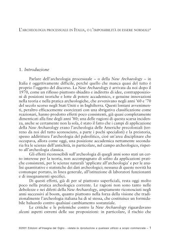 A. M. BIETTI SESTIERI, L'archeologia processuale in Italia - BibAr