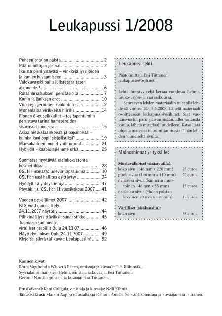 Leukapussi - Oulun seudun jyrsijäharrastajat ry OSJH