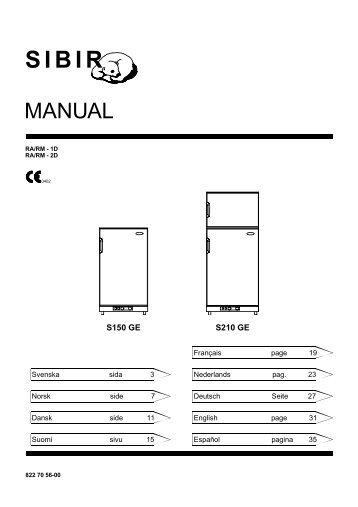 Sibir 150GE Domestic Gas Refrigerator Manual - Sibir International